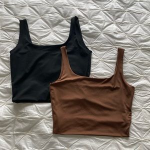 Crop Top Bundle stretchy solid color soft material brown black square neck